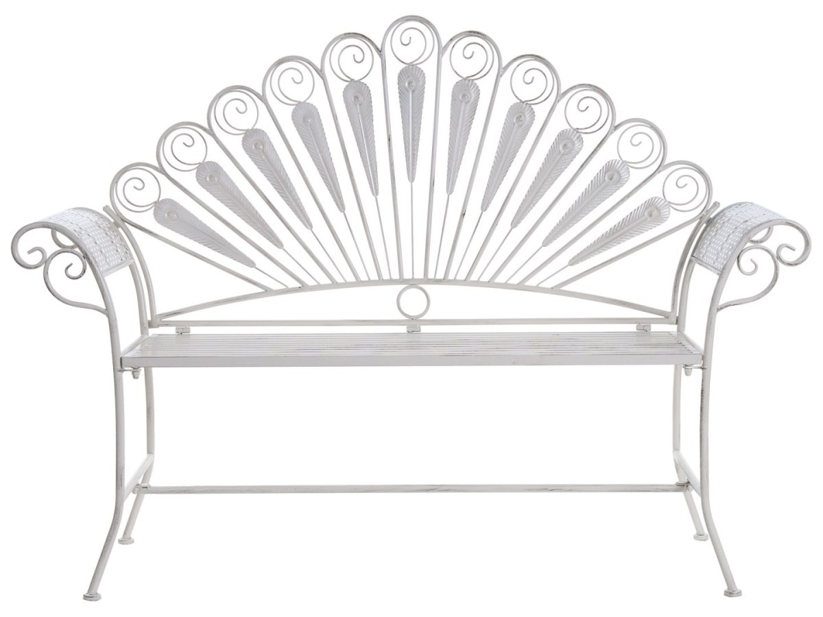 Ławka ogrodowa PAVIA 146 cm Metal Złamana biel