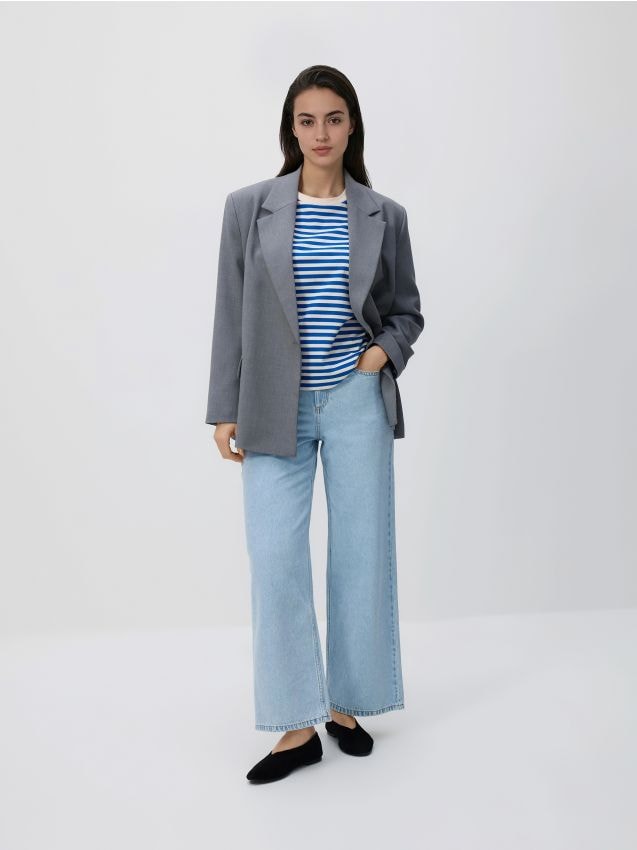 Reserved - Bawełniany t-shirt w paski - kremowy