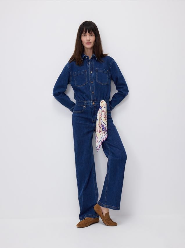 Reserved - Jeansowy kombinezon - granatowy
