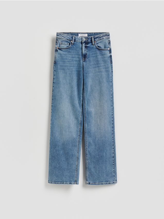 Reserved - Jeansy straight ze średnim stanem - niebieski