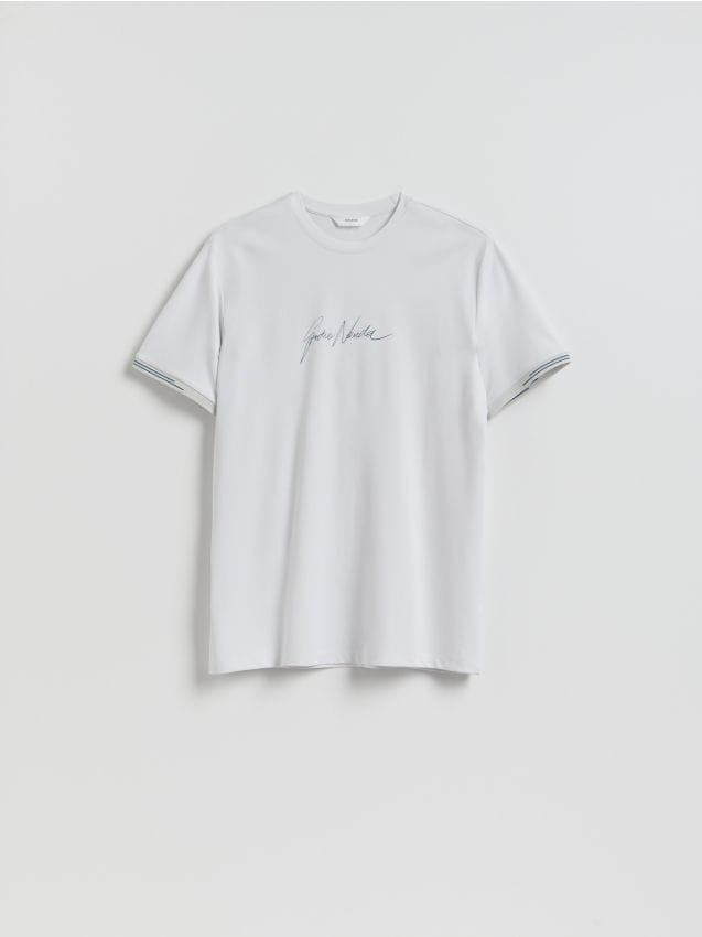 Reserved - T-shirt regular z wiskozą - jasnoszary