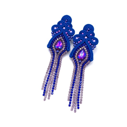 Kolczyki sutasz niebieskie fioletowe z cyrkoniami Lilla błyszczące