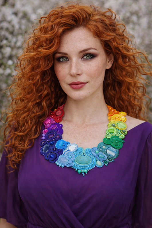Tęczowy Bajkowiec - naszyjnik Soutache