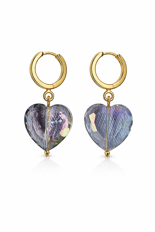 Kolczyki STORMY HEARTS- srebro 925 złocone 24K, Swarovski
