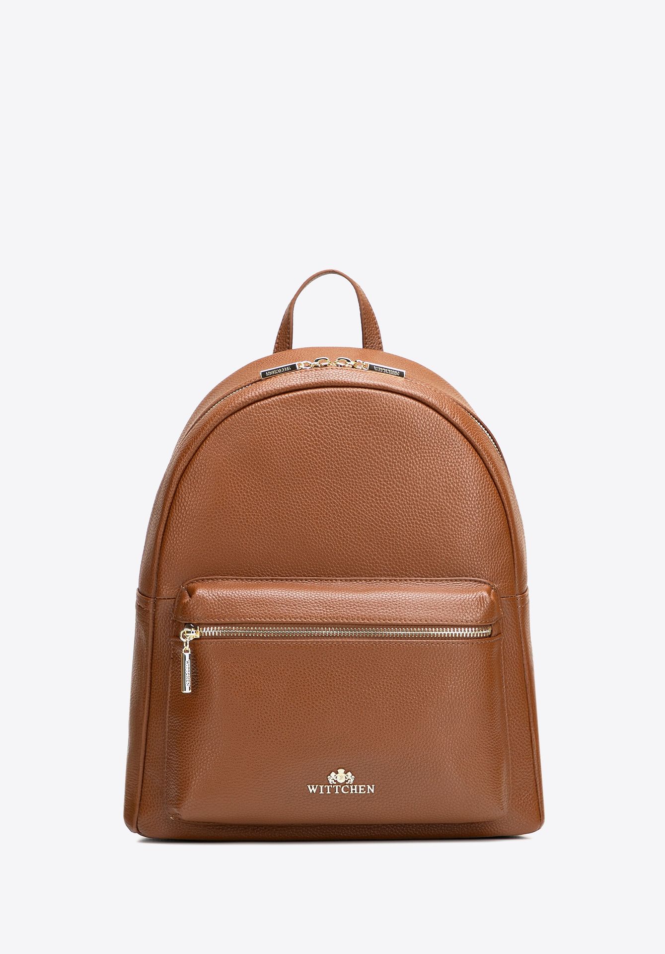 Duży plecak damski ze skóry naturalnej groszkowej jasny brąz