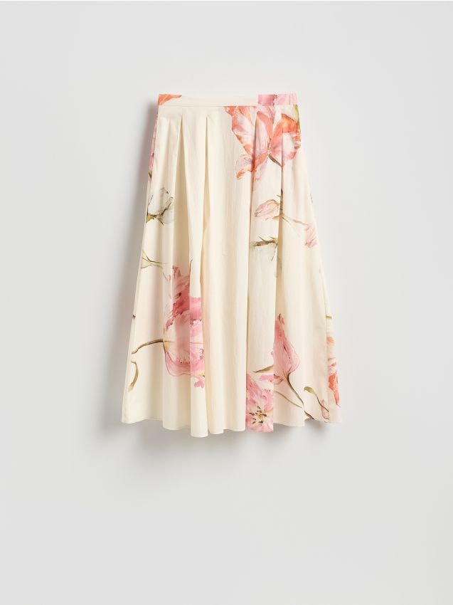 Reserved - Spódnica midi w kwiaty - wielobarwny