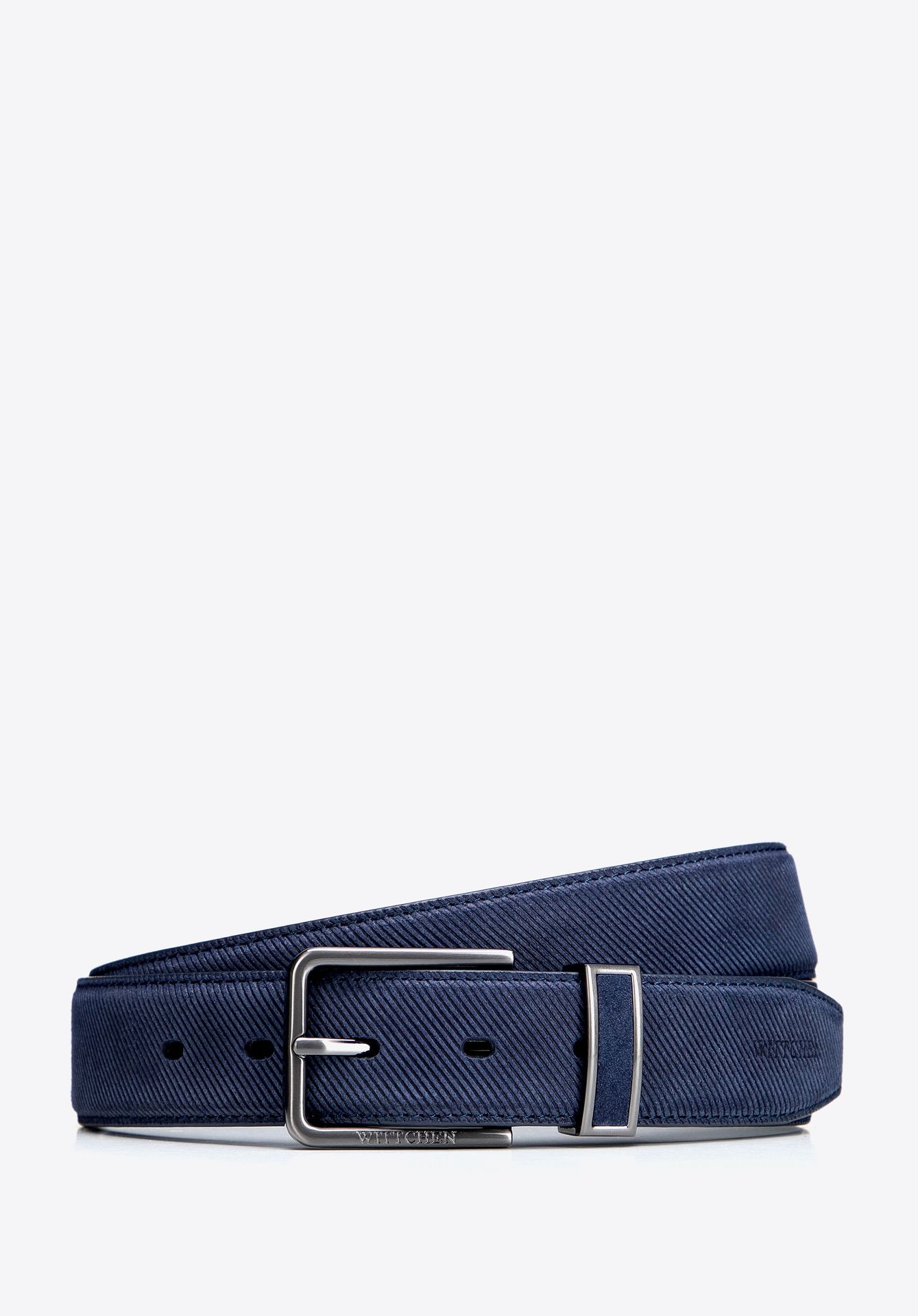 Elegancki męski pasek ze skóry naturalnej granatowy