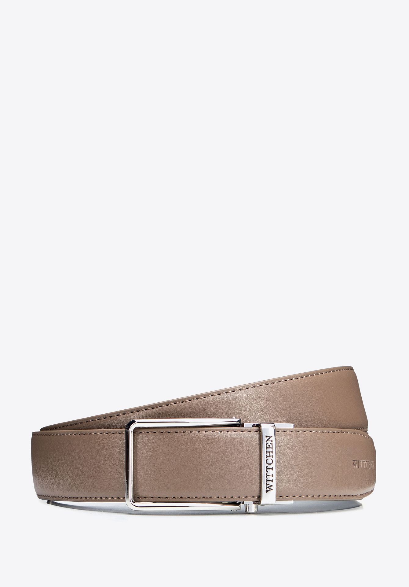 Męski pasek ze skóry naturalnej z klamrą automatyczną beżowy