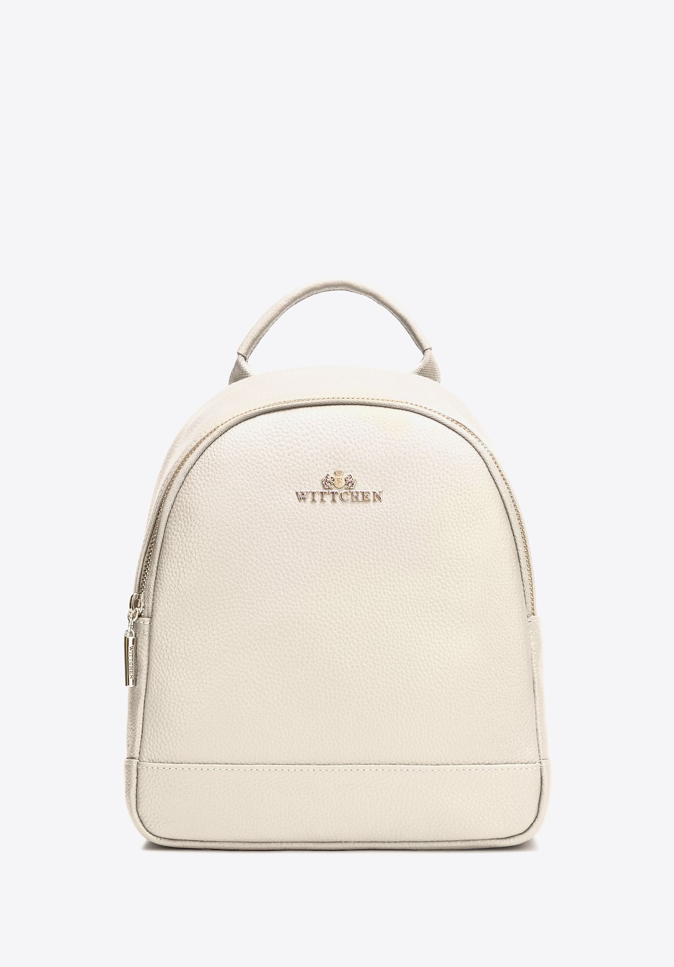 Mały plecak damski ze skóry naturalnej groszkowej kremowy