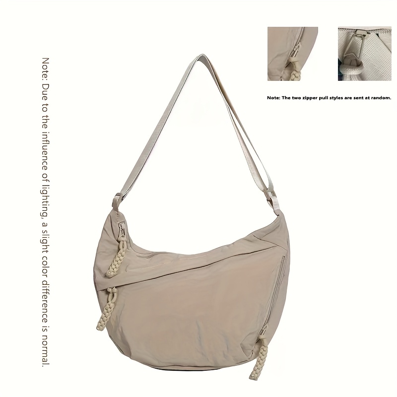 TEMU Stylowa nylonowa torba crossbody dla kobiet - Lekka torba na ramię, duża pojemność, regulowany pasek, zapięcie na zamek błyskawiczny, detal z