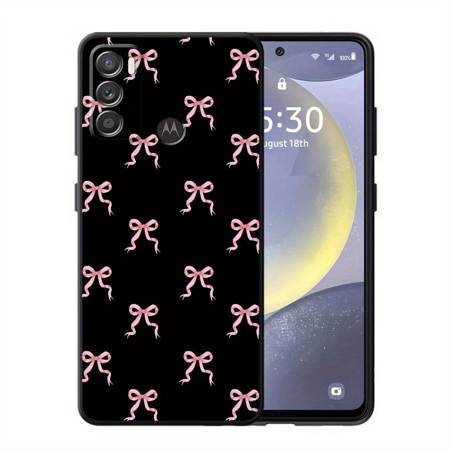 TEMU Etui na Telefon z TPU dla Motoroli Moto G51, G73 Edge 20 Pro, 30 Lite, G53, G30, G72, , G60, G52, G71, G32, G50, G22, Edge40 - Różowa Kokarda