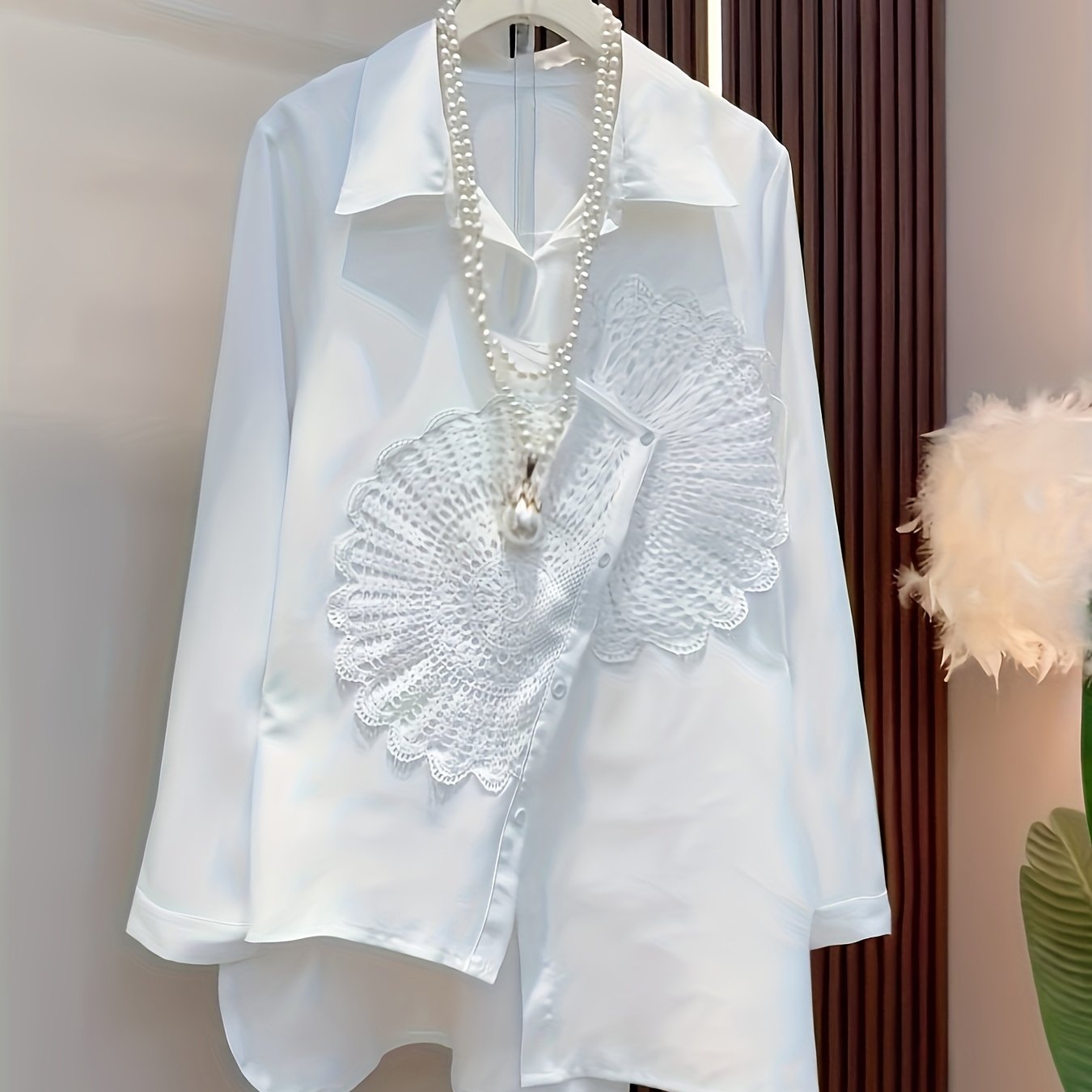 TEMU Wiosenno-Letnia Modowa Koszula z Długim Rękawem w Stylu Patchwork