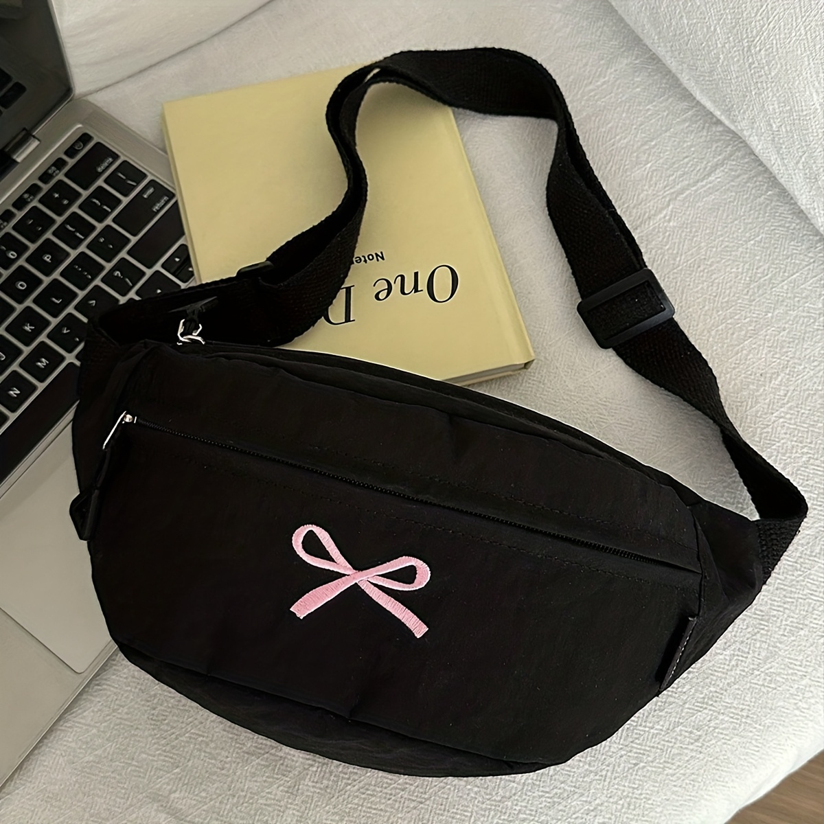 TEMU Świeża Torba na Ramię z Kokardą Motyla, Urocza, Uniwersalna, Lekka, Rowerowa Saszetka na Pas w Stylu Koreańskim, Niszowa Torba na Telefon dla