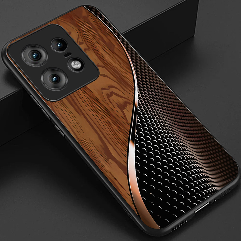 TEMU Etui na telefon: Etui dla Moto 50 Pro 50 Ultra, Stylowe Czarno-Zielone Brązowe Wzory i Skalowanie, Błyszczące Szklane Tylne Pokrycie, Prezent