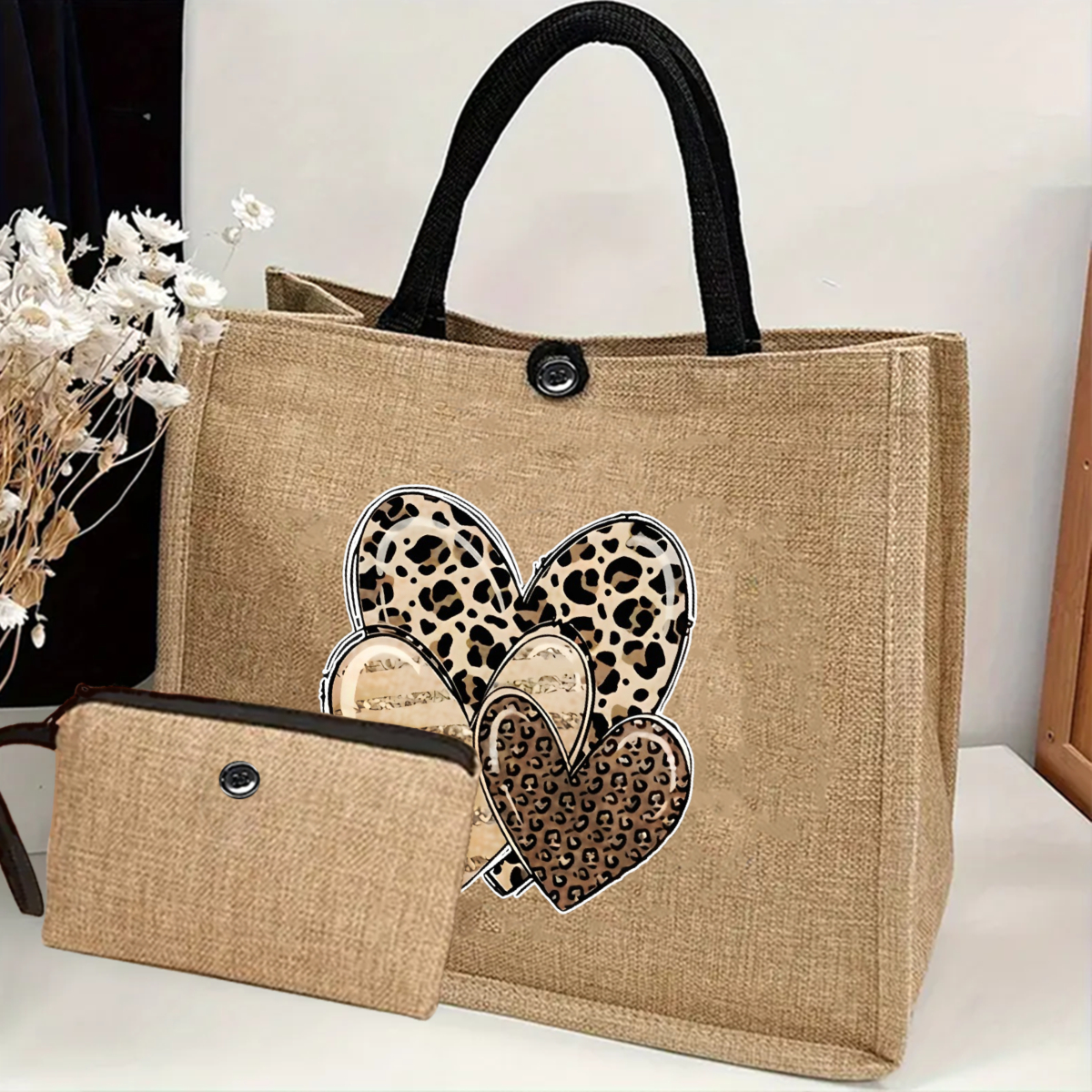 TEMU 2 szt. Torba Damska z Wzorem Lamparta i , Lekka Torba o Średniej Pojemności z Portmonetką i Wewnętrzną Kieszenią na Zamek. Idealna do Dojazdów,