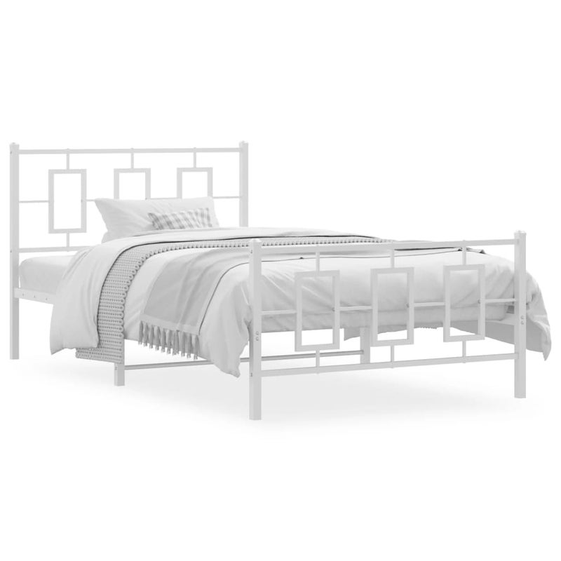 Łóżko Metalowe Białe Rama Łóżka Ze Stelażem Do Pokoju Sypialni 107x203 cm