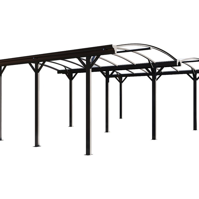 Wiata samochodowa podwójna pergola wolnostojąca z aluminium - 2 samochody - 30 m² - Antracytowy - BARESA