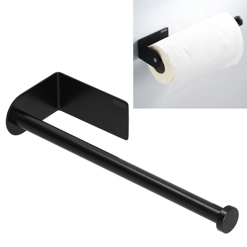 Uchwyt na ręczniki papierowe do kuchni, bez perforacji, łatwy w montażu, ścienny uchwyt na papier toaletowy, długi, czarny