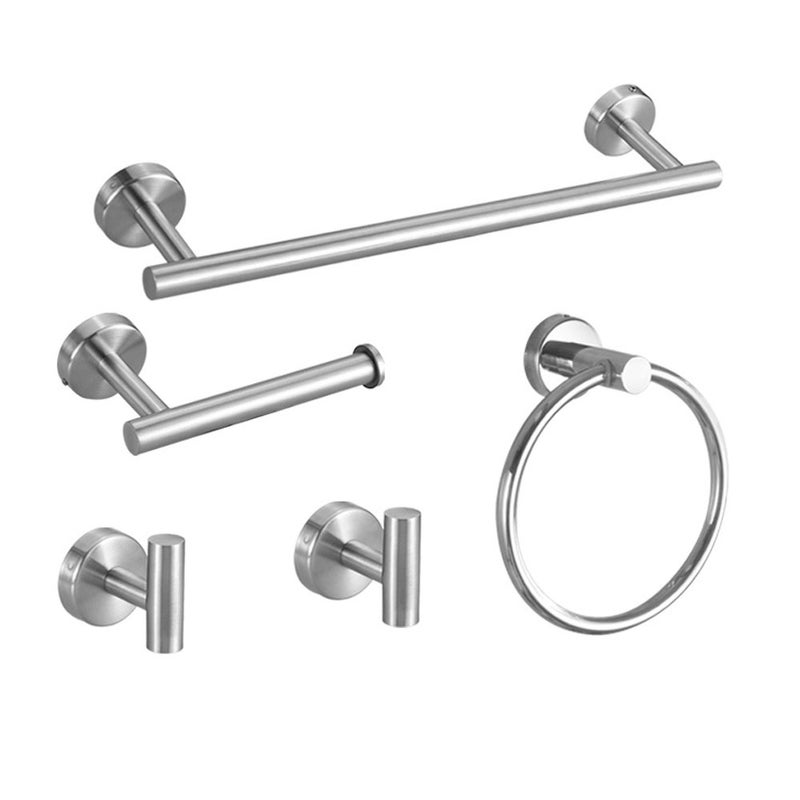 Zestaw 5 akcesoriów łazienkowych, zestaw wieszaków na ręczniki ze szczotkowanej stali nierdzewnej, zestaw akcesoriów łazienkowych