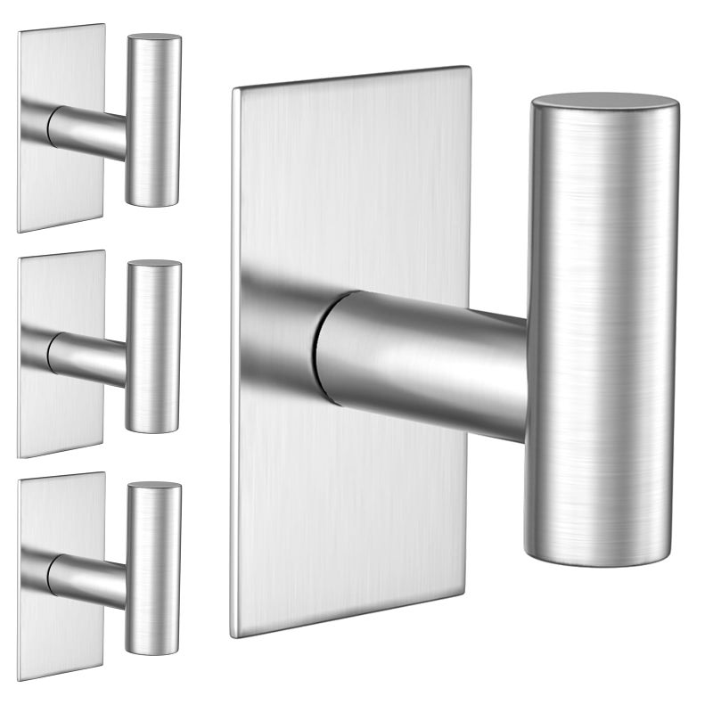 Haczyki na ręczniki - haczyki na szlafroki ze stali nierdzewnej, solidne haczyki łazienkowe, montowane na ścianie - zestaw 4 szt.