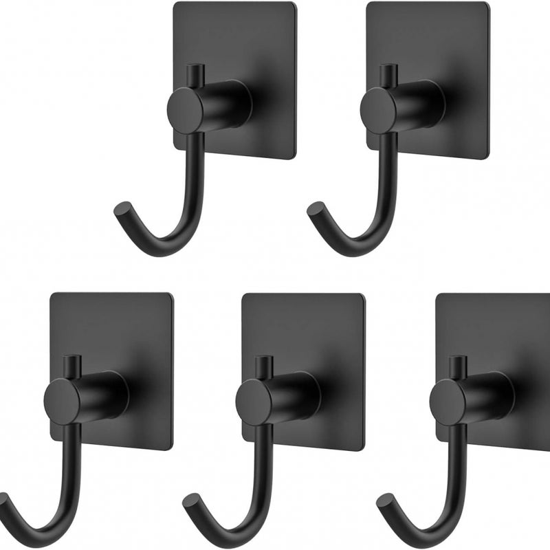 5 szt. haczyków samoprzylepnych, haczyki ścienne ze stali nierdzewnej, wodoodporny samoprzylepny wieszak na ręczniki bez wiercenia (kształt litery J)