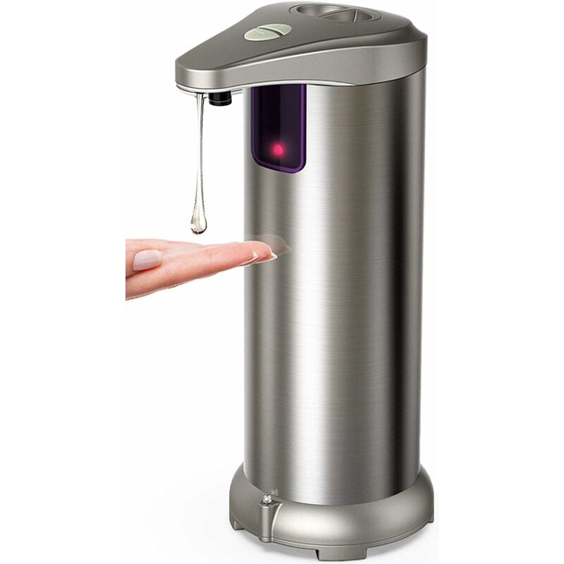 250 ml Automatyczny dozownik mydła ze stali nierdzewnej, czujnik ruchu na podczerwień, wodoodporna podstawa, regulowany włącznik