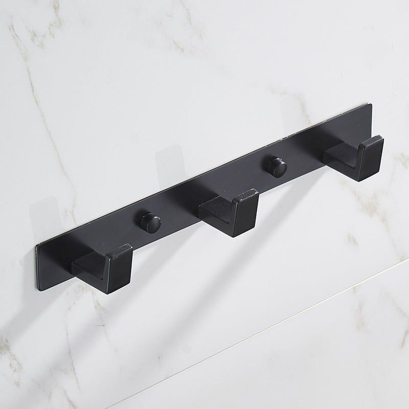 Czarny wieszak na ubrania ze stali nierdzewnej do łazienki z haczykiem na ręczniki (3 czarne haczyki)