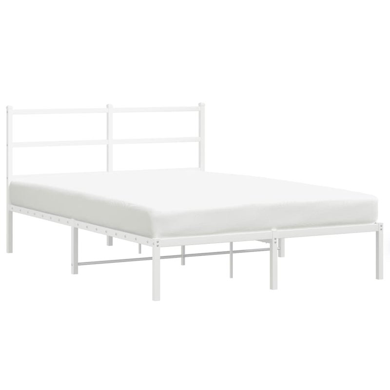 Łóżko Metalowe Białe Rama Łóżko Ze Stelażem Do Sypialni Pokoju 135x190 cm