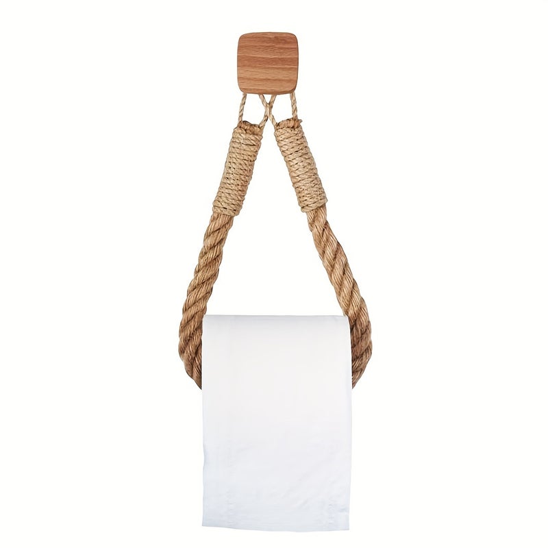 Uchwyt na papier toaletowy z liny konopnej, uchwyt na papier toaletowy z plecionej liny, uchwyt na ręczniki, bez perforacji