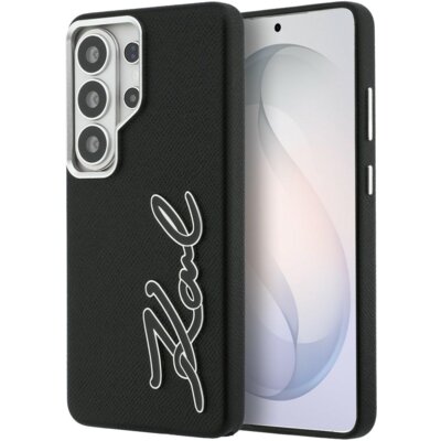 Etui KARL LAGERFELD Grained Signature Metal Resin Logo do Samsung Galaxy S26 Ultra Czarny