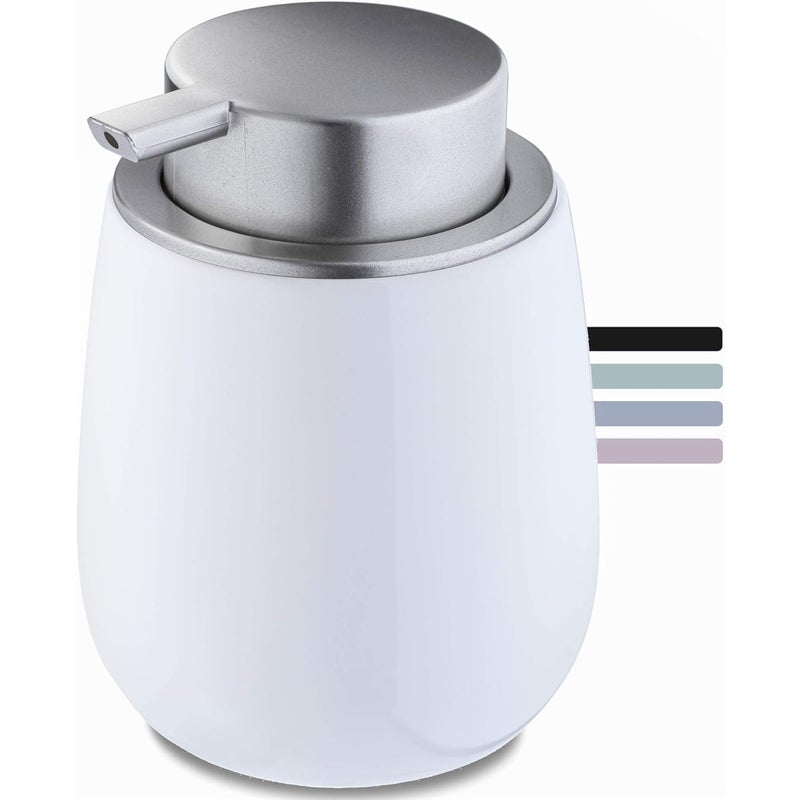 Dozownik mydła ceramiczny, dozownik pompkowy plastikowy, dozownik balsamu, błyszczący okrągły (biały)