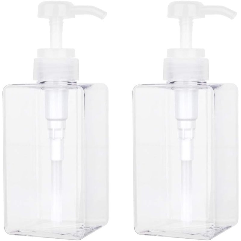 Dozownik mydła 450 ml, zestaw 2 pustych plastikowych butelek do kuchni i łazienki, przezroczysty