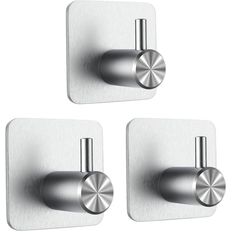 3-częściowy haczyk samoprzylepny 3M, haczyk ścienny do łazienki, haczyk na ręcznik bez wiercenia, srebrny