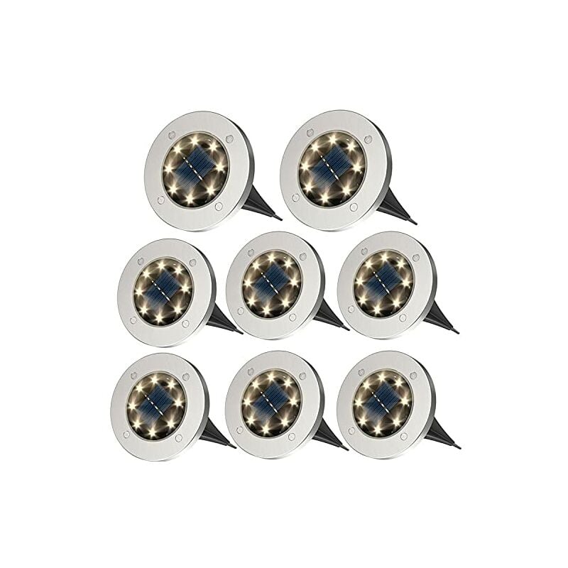 Zestaw 8 zewnętrznych lamp solarnych (ciepła biel) - wodoodporne lampy solarne IP65 - do ogrodów, trawników, tarasów i podwórek
