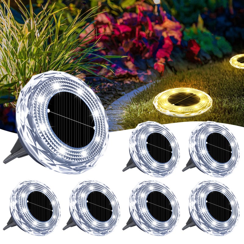 8 zewnętrznych lamp solarnych LED do ścieżek, ogrodów, trawników, patio, dziedzińców, podjazdów i kształtowania krajobrazu.