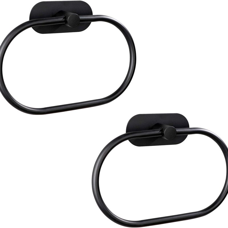 sztuki samoprzylepnych uchwytów na ręczniki do łazienki – montowanych na ścianie – nowoczesny okrągły uchwyt na ręczniki – czarny