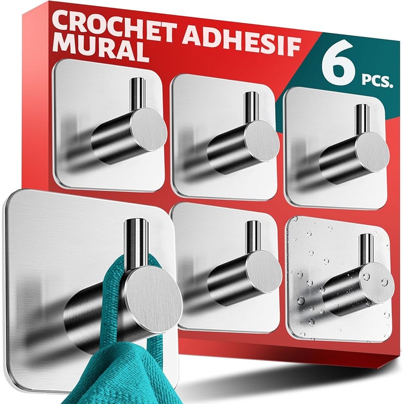 6 samoprzylepnych haczyków ściennych ze stali nierdzewnej haczyk na ręcznik łazienkowy haczyk na ręcznik kuchenny