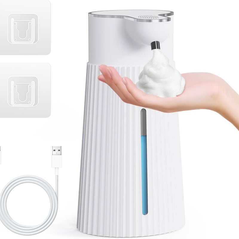 Elektryczny dozownik mydła 400 ML z czujnikiem, naścienny automatyczny dozownik mydła piankowego, 2 poziomy, biały, USB, wodoodporny IPX6