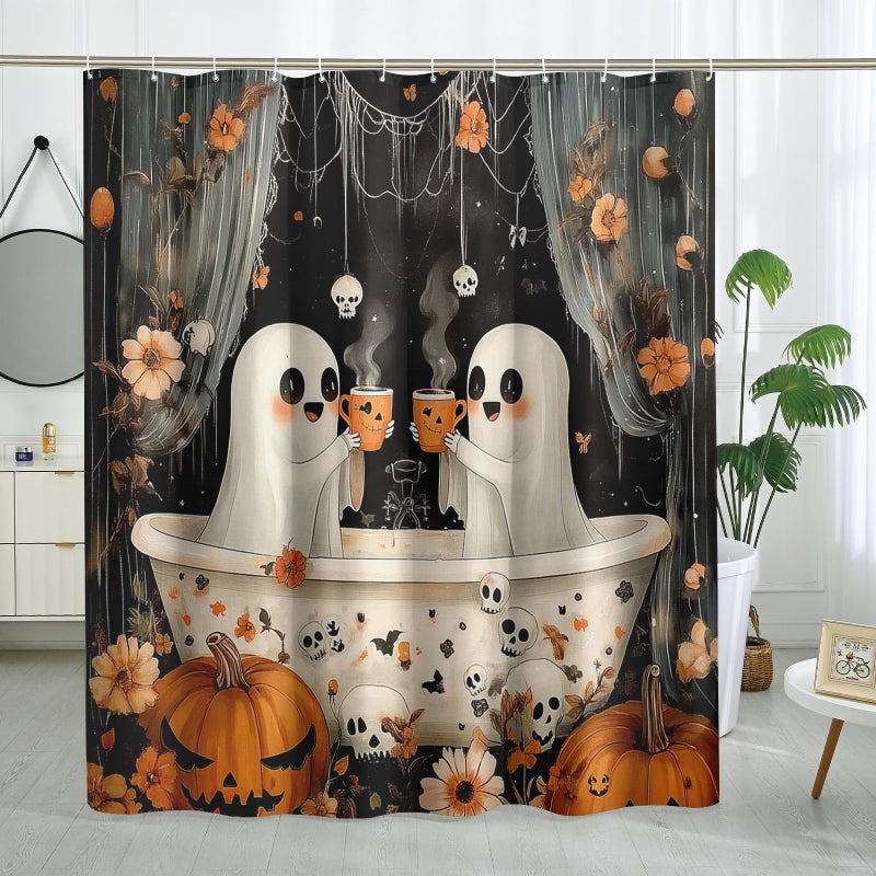 Zasłona prysznicowa na Halloween, przerażająca zasłona prysznicowa do łazienki, wodoodporna zasłona prysznicowa z tkaniny z 12 haczykami, 180*200 cm