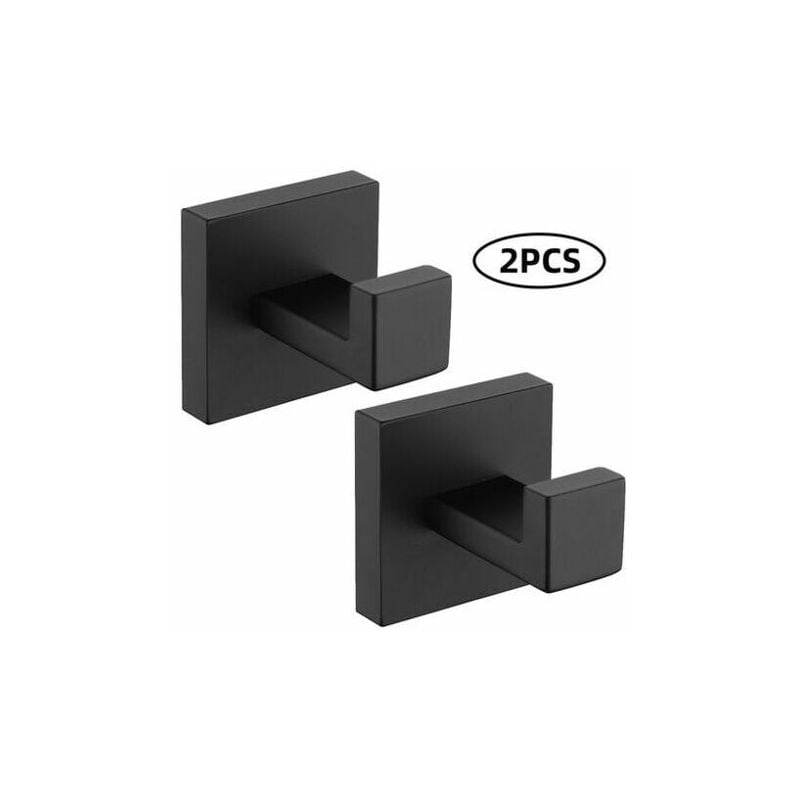 Zestaw 2 haczyków na ręczniki ze stali nierdzewnej 304 w kolorze czarnym, akcesoria łazienkowe, haczyk na płaszcz, czarny