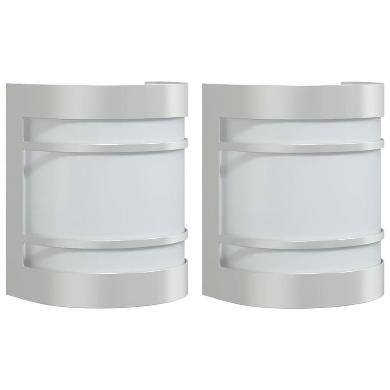 Zewnętrzne lampy ścienne, 2 sztuki, ze srebrnej stali nierdzewnej