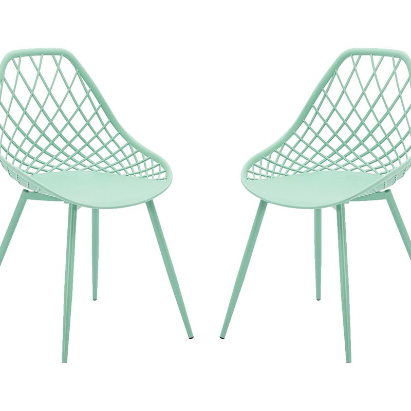 Zestaw 2 krzeseł ogrodowych z polipropylenu z metalowymi nogami - Migdałowa zieleń - MALAGA marki MYLIA