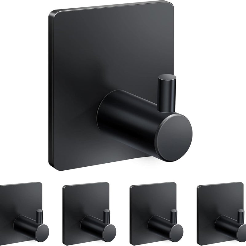 5 szt. samoprzylepnych haczyków 3M, haczyki ścienne do łazienki, nie wymagają wiercenia, uchwyt na ręczniki kuchenne ze stali nierdzewnej, czarny