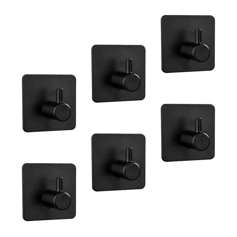 Zestaw 6 samoprzylepnych haczyków do szlafroków i ręczników kąpielowych, które można bez problemu zawiesić na ścianach łazienki, kuchni i nie tylko.