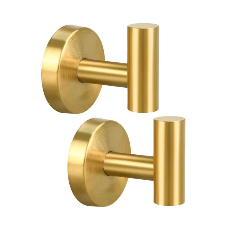 Wieszak ścienny na ręczniki ze stali nierdzewnej, 2 sztuki, kołek perforowany, złoty