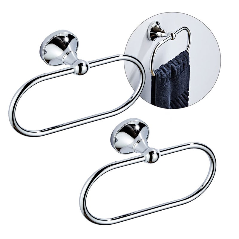 Zestaw 2 owalnych wieszaków na ręczniki z antycznej miedzi, styl vintage, kolor srebrny