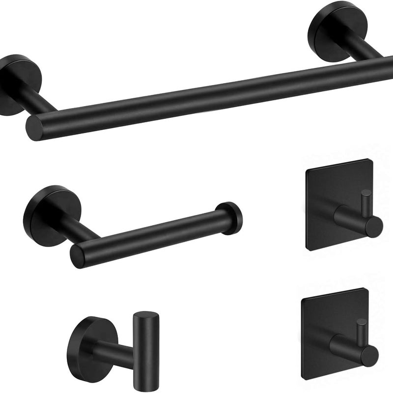 Zestaw wieszaków na ręczniki - Wieszak na ręczniki - Stal nierdzewna - 5 sztuk - Czarny