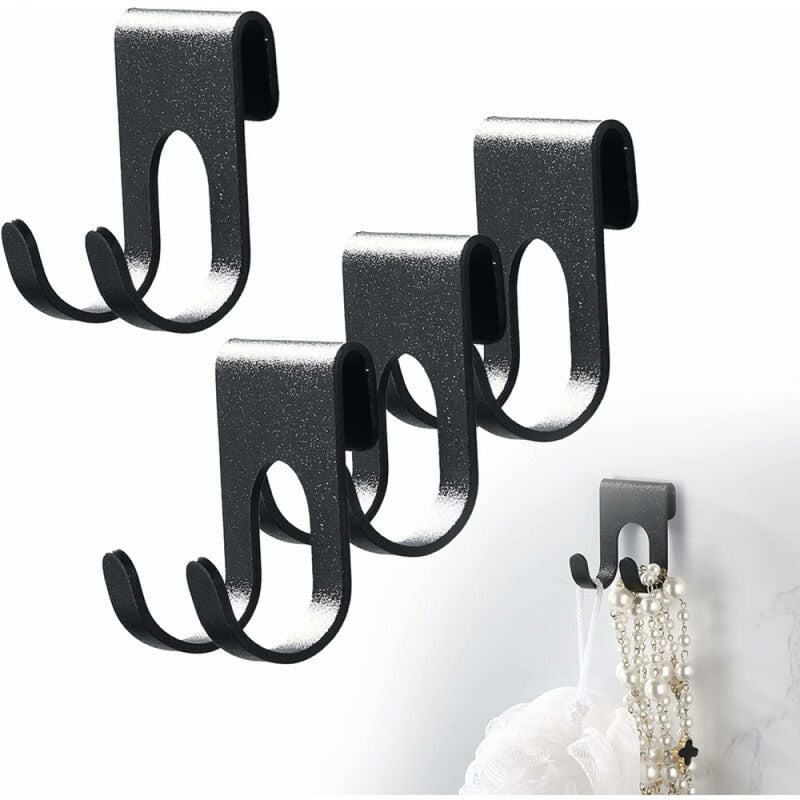 Czarny 4 haczyki samoprzylepny uchwyt na maszynkę do golenia, wieszaki na ręczniki, haczyki ze stali nierdzewnej bez wiercenia, uchwyt na maszynkę do