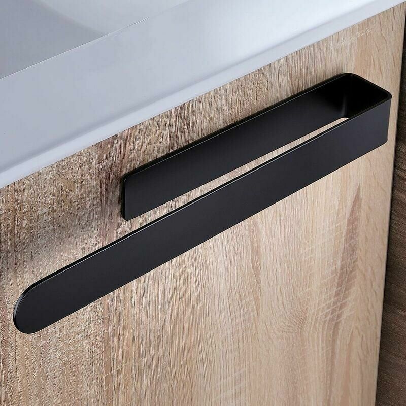 Czarny wieszak na ręczniki łazienkowe, wieszak na ręczniki ze stali nierdzewnej, wieszak na ręczniki samoprzylepny, 37 cm