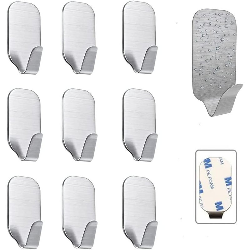 Zestaw 8 samoprzylepnych, wytrzymałych haczyków ściennych na ręczniki i ubrania, do kuchni, łazienki, domu